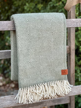 Load image into Gallery viewer, Klippan 'Goose Eye' Green Wool Throw