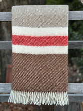 Load image into Gallery viewer, Klippan 'Gotland Stripe' Brown & Red Wool Throw