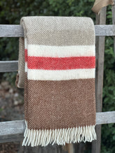 Load image into Gallery viewer, Klippan 'Gotland Stripe' Brown & Red Wool Throw