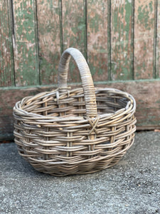 Large Weave Round Cane Basket with Handle