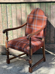 Vintage Tartan Wooden Chair