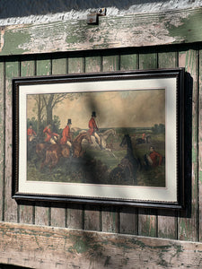 Antique Framed J. Harris Fox Hunting Print #2