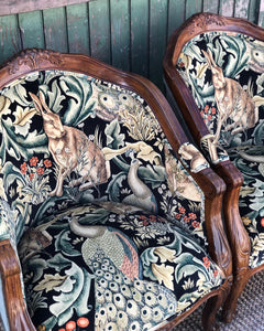 French Tub Chair in William Morris Forest Velvet