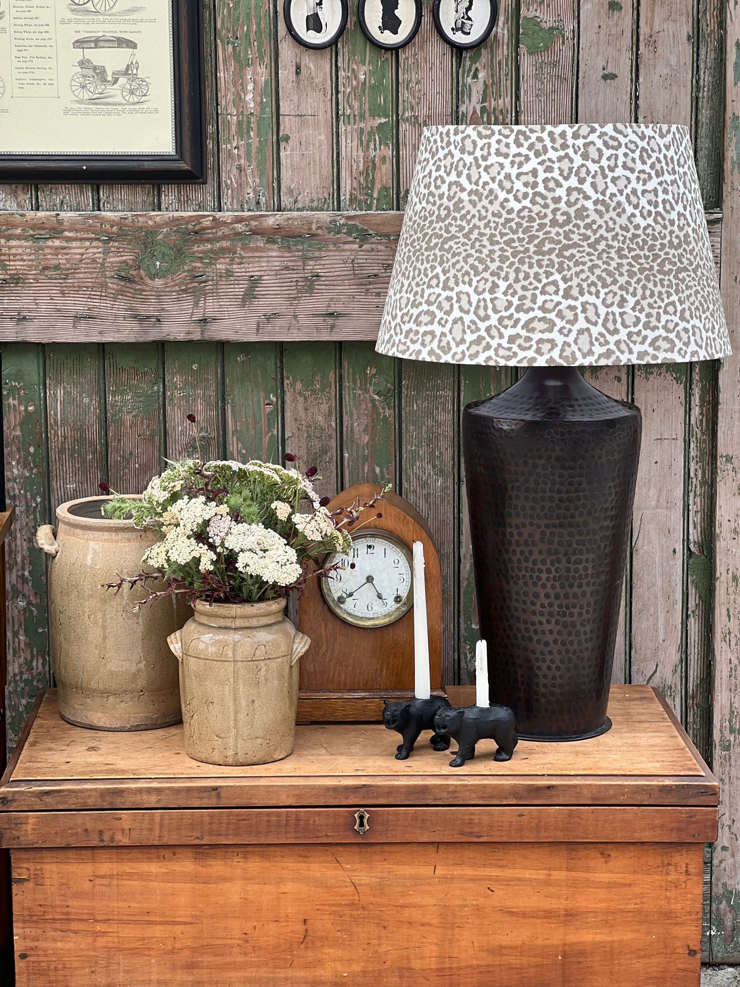 Dark Bronze Hammered Tapered Lamp