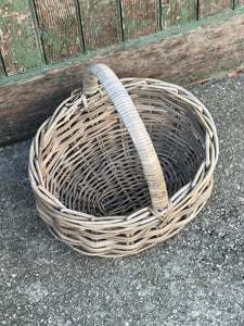 Large Weave Round Cane Basket with Handle