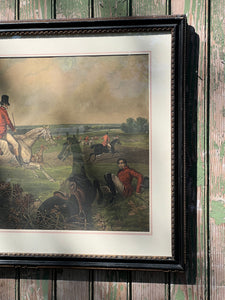 Antique Framed J. Harris Fox Hunting Print #2