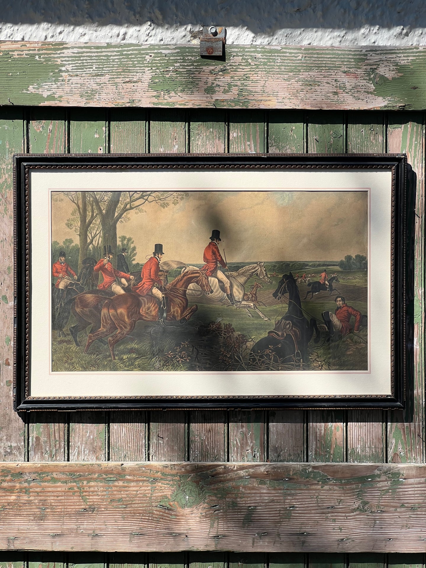 Antique Framed J. Harris Fox Hunting Print #2