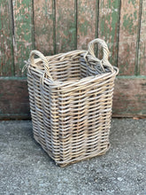 Load image into Gallery viewer, Extra Small Square Lightwash Cane Basket with Handles
