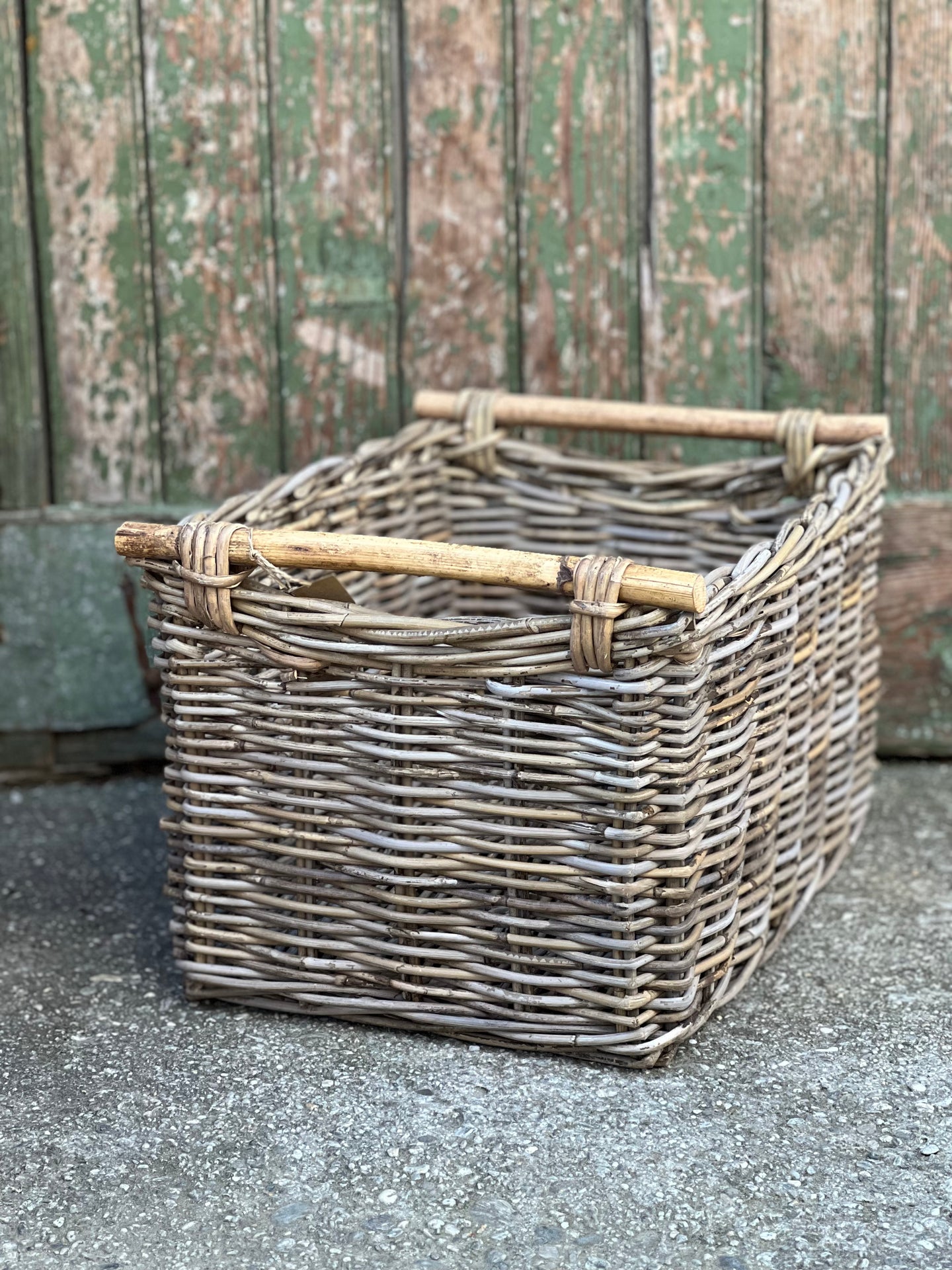 Medium Wooden Handle Cane Basket