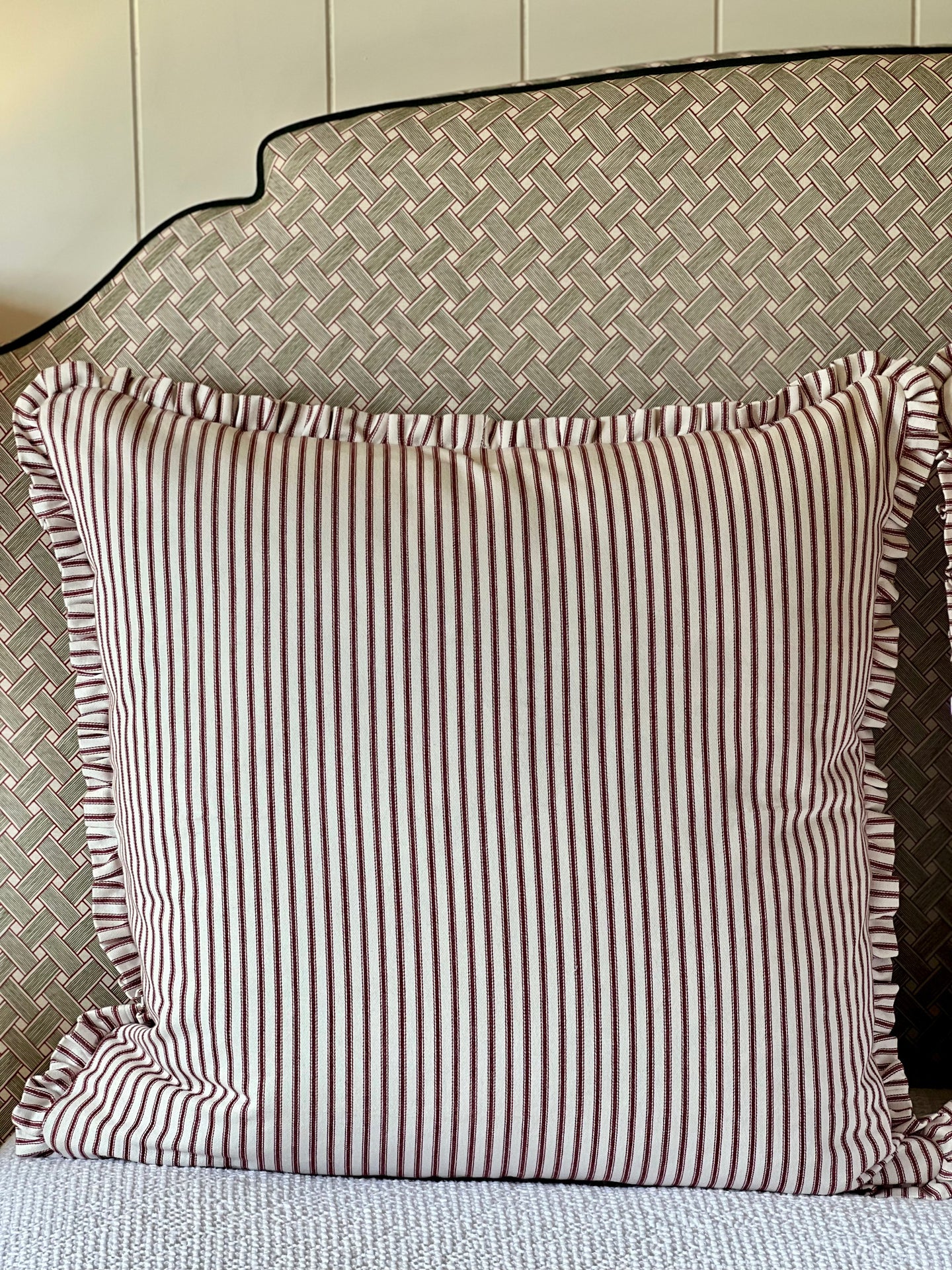 Brick Ticking Ruffle Euro Cushion