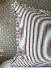 Load image into Gallery viewer, Brick Ticking Ruffle Euro Cushion
