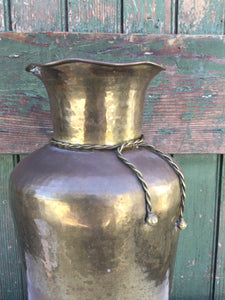 Tall Hammered Brass Vase