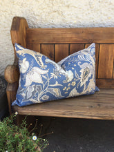 Load image into Gallery viewer, Navy Floral Check Cushion
