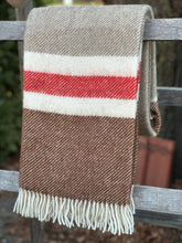 Load image into Gallery viewer, Klippan 'Gotland Stripe' Brown &amp; Red Wool Throw
