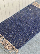 Load image into Gallery viewer, Navy Jute Tassel Rug
