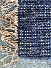 Load image into Gallery viewer, Navy Jute Tassel Rug
