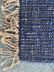 Navy Jute Tassel Rug