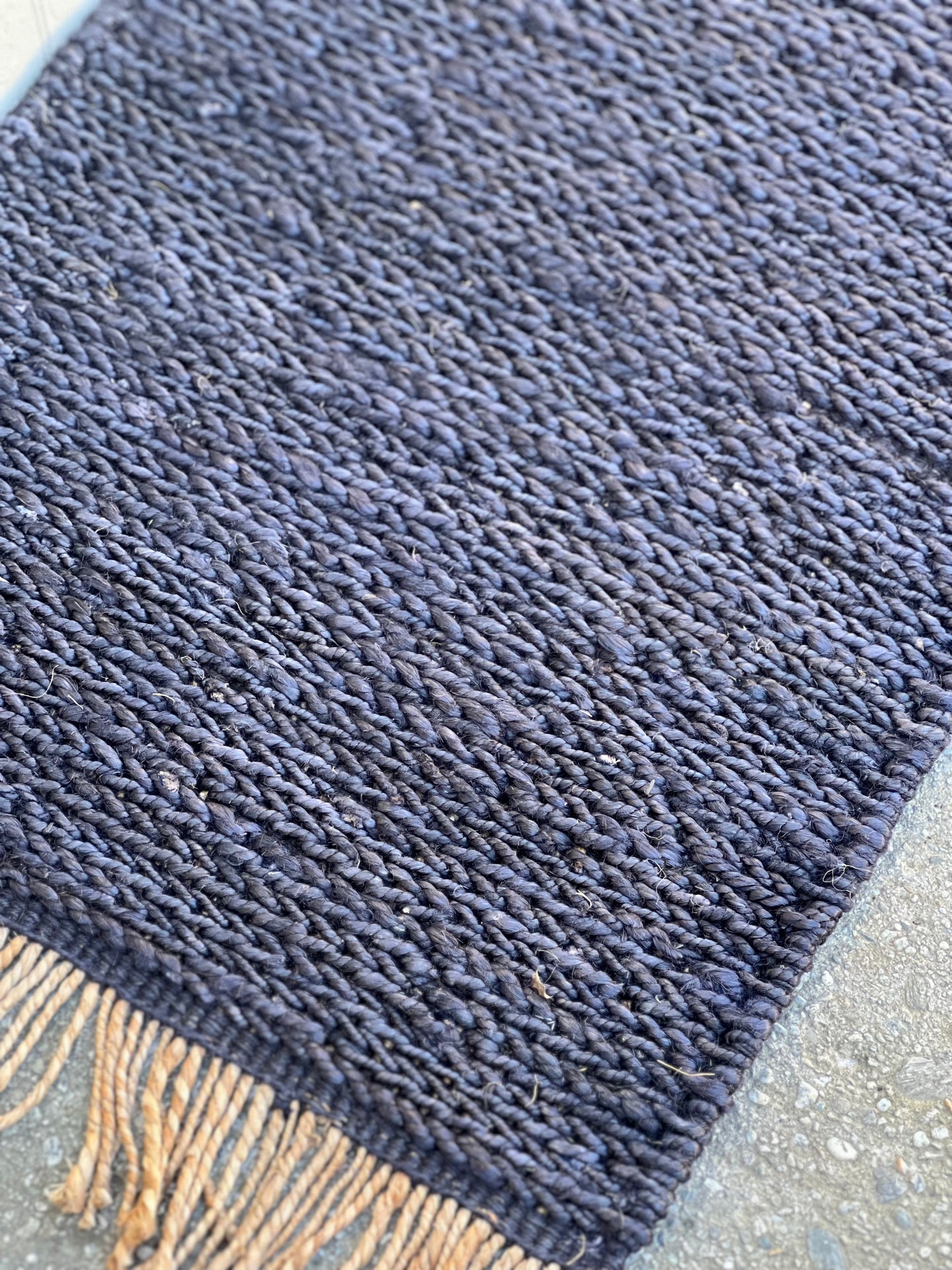 Navy Jute Tassel Rug