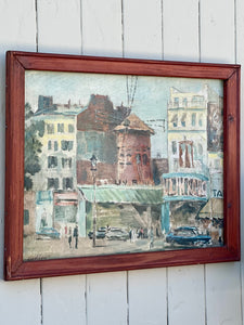 'Moulin Rouge' Vintage Framed Oil On Canvas