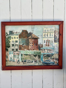 'Moulin Rouge' Vintage Framed Oil On Canvas