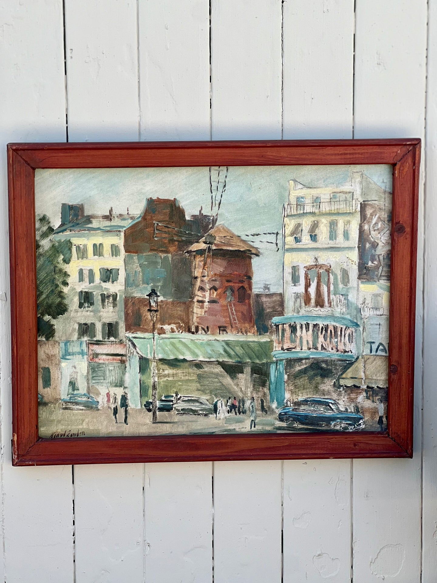 'Moulin Rouge' Vintage Framed Oil On Canvas