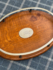 Antique Oak & Brass Serving Tray