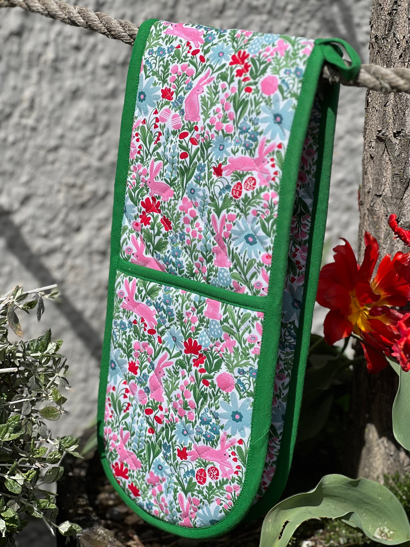 Floral Hare Double Oven Mitt