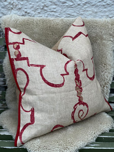 Nina Campbell Red Swirl Cushion