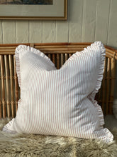 Load image into Gallery viewer, Blush Ticking Ruffle Euro Cushion
