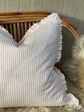 Load image into Gallery viewer, Blush Ticking Ruffle Euro Cushion
