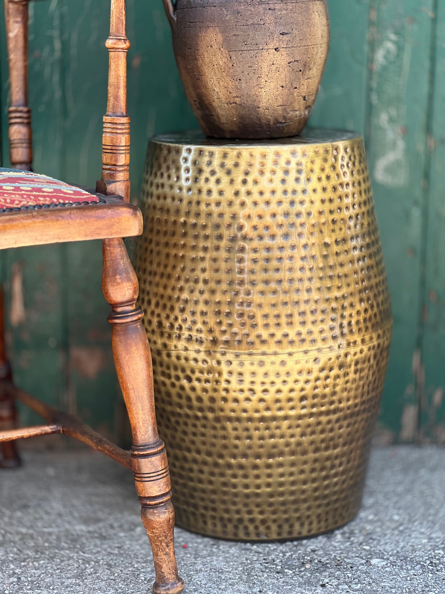 Brass Hammered Stool