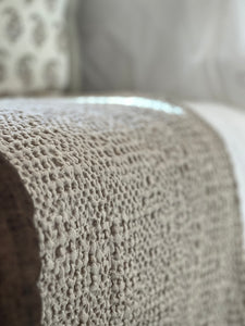 Taupe Stone Washed Waffle Bed Throw