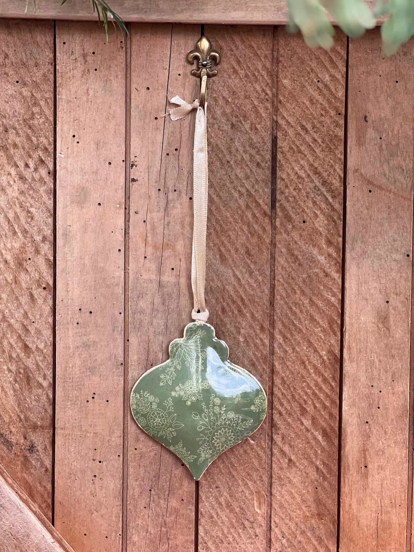 Holly Enamel Bauble Ornament