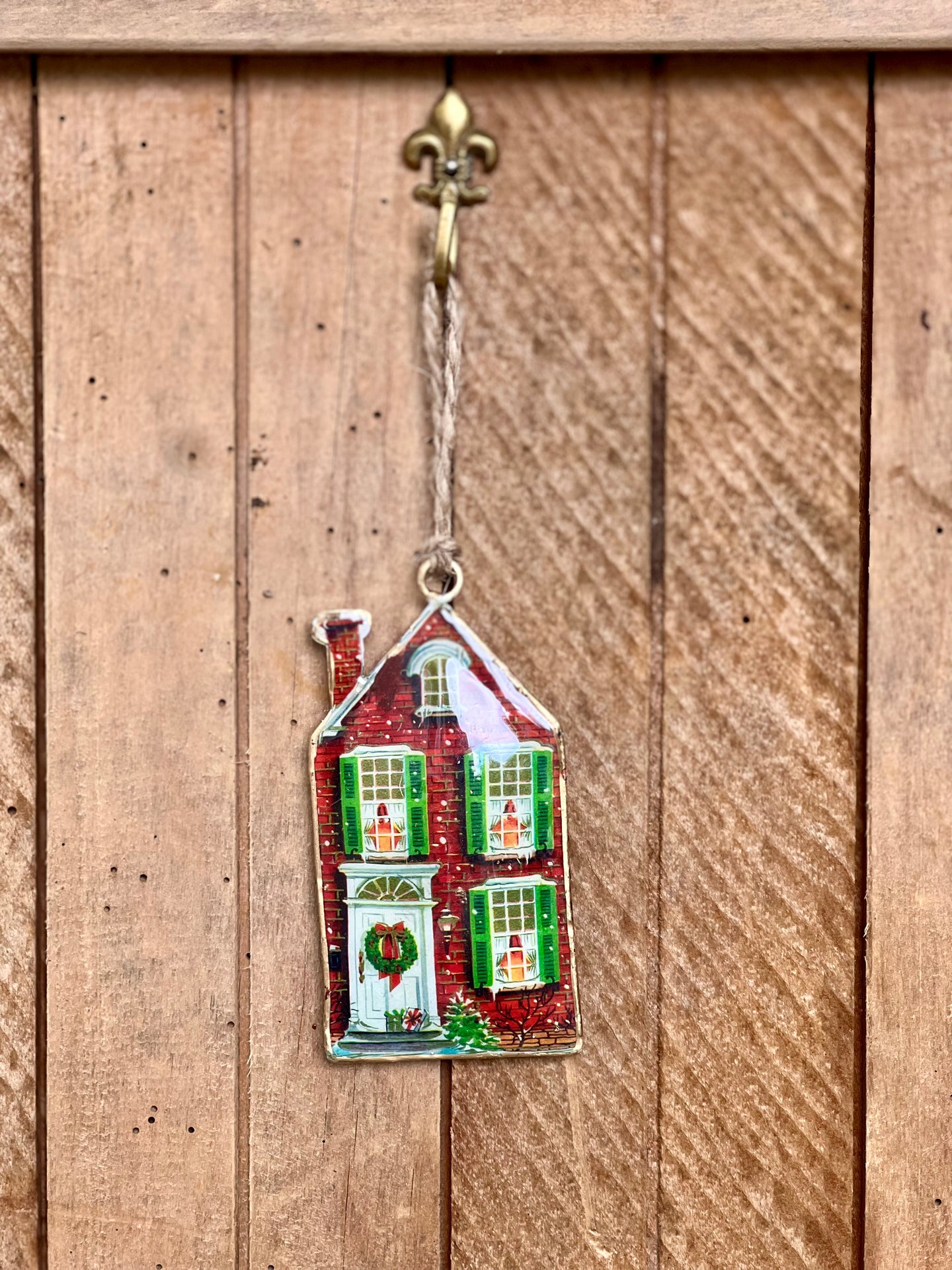 Holly Cottage Enamel Ornament