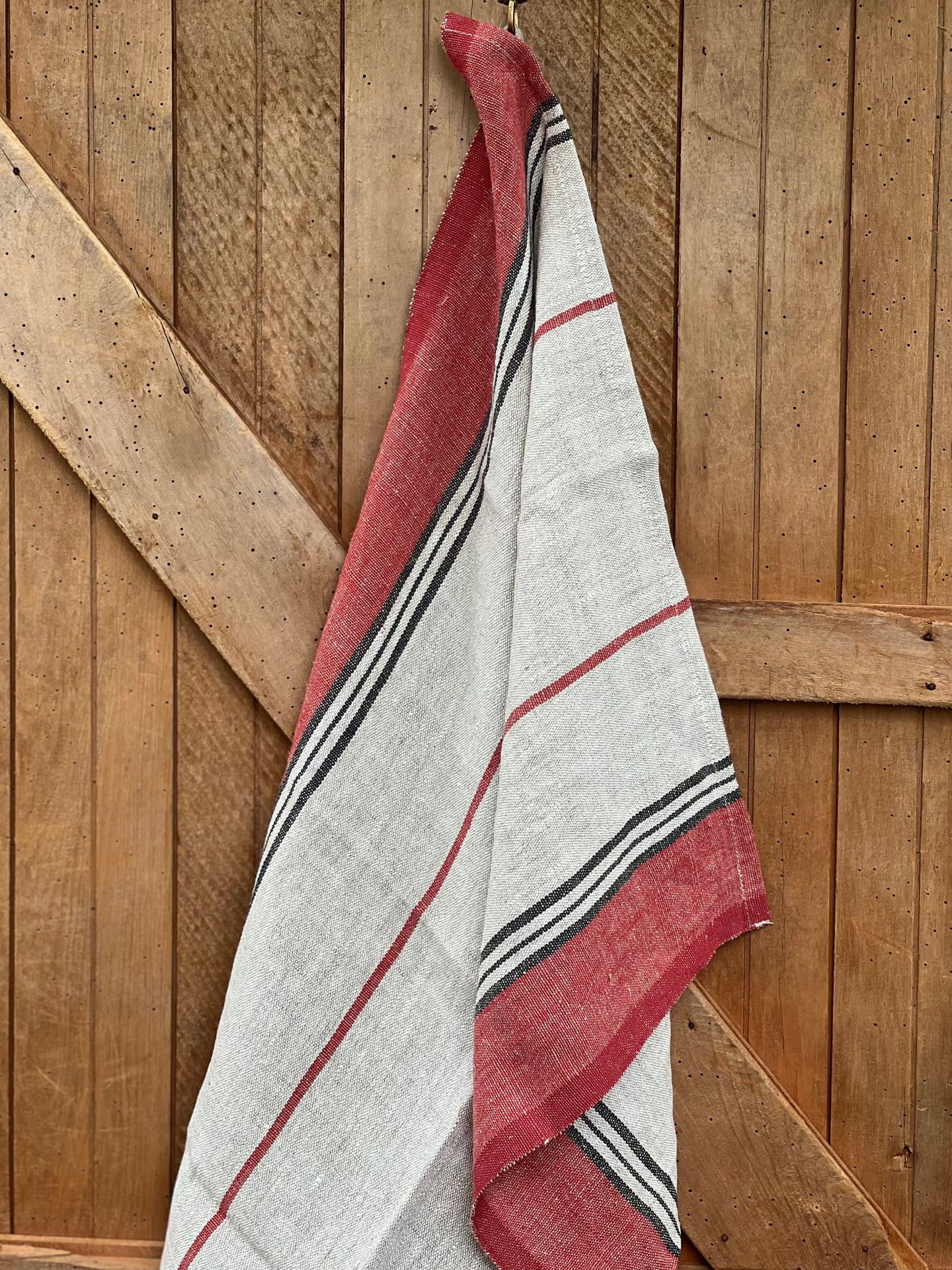 Scarlet Stripe Linen Teatowel