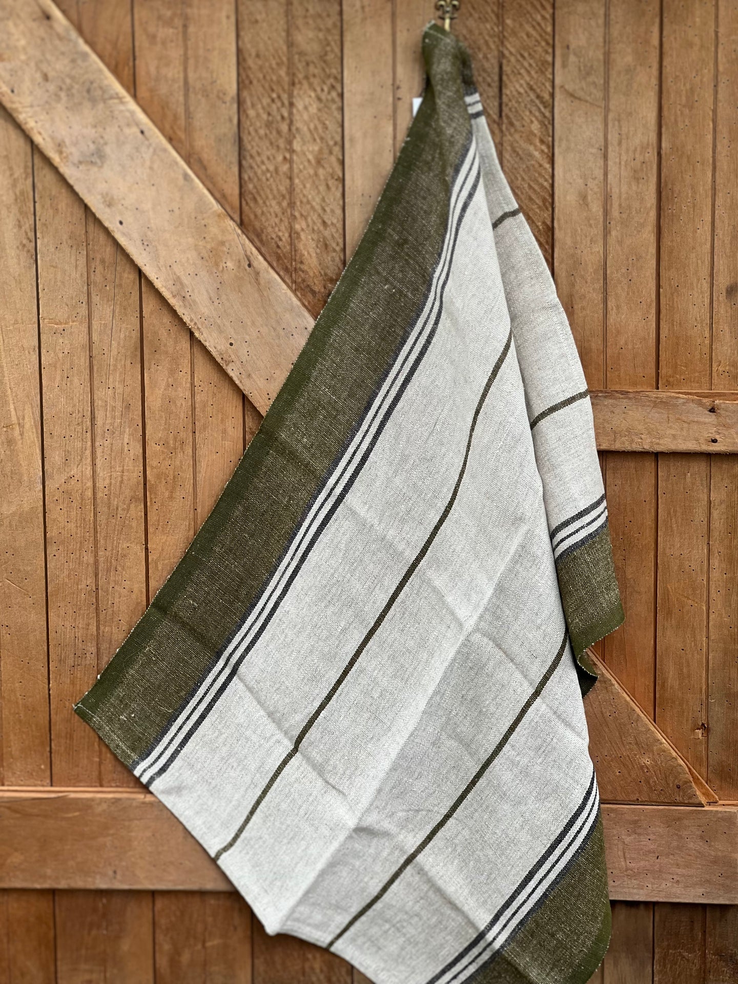 Verde Stripe Linen Teatowel