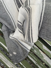 Load image into Gallery viewer, Linen Charcoal Stripe Tea Towel
