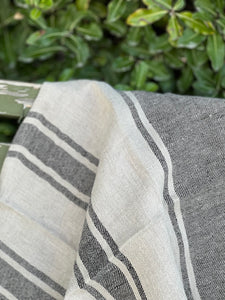 Linen Charcoal Stripe Tea Towel