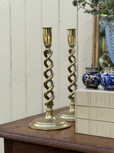 Load image into Gallery viewer, Pair of Brass Twist Candlesticks
