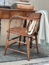 Load image into Gallery viewer, Vintage Oak Spindle Back Captains Chair
