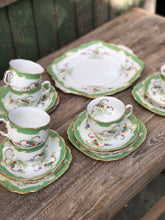 Load image into Gallery viewer, Green Floral China Tea Set

