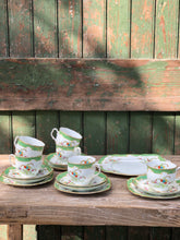 Load image into Gallery viewer, Green Floral China Tea Set
