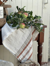 Load image into Gallery viewer, Belgian Linen Natural Rust Stripe Throw
