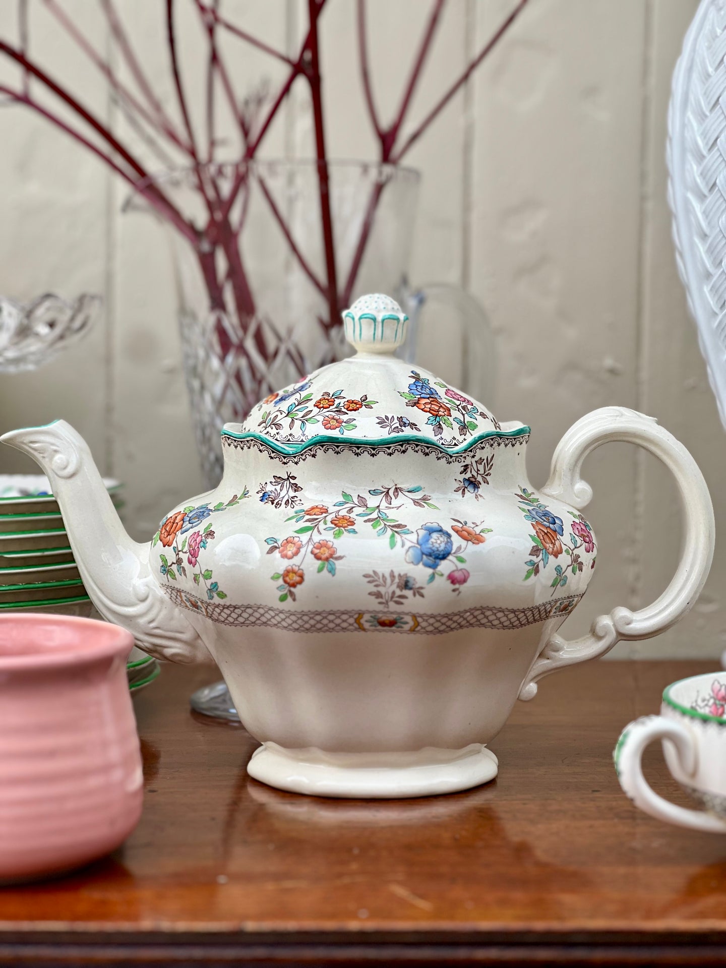 Vintage Copeland Spode Royal Jasmine Audley Teapot