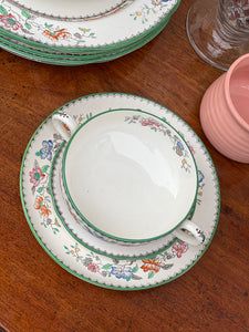 Vintage Copeland Spode Chinese Rose Cream Soup Trio