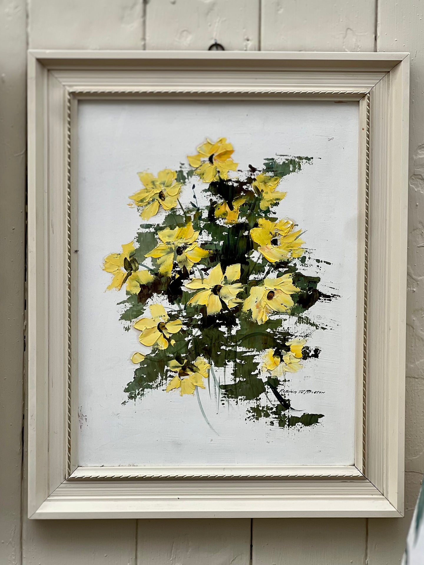 Original Robina Templeton 'Gold Flora' Acrylic on Board