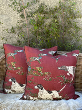 Load image into Gallery viewer, Schumacher Pointer Hounds Burgundy Cushion
