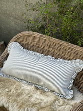 Load image into Gallery viewer, Olive Ticking Ruffle Bolster Cushion
