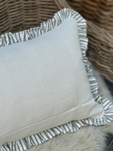 Load image into Gallery viewer, Olive Ticking Ruffle Bolster Cushion
