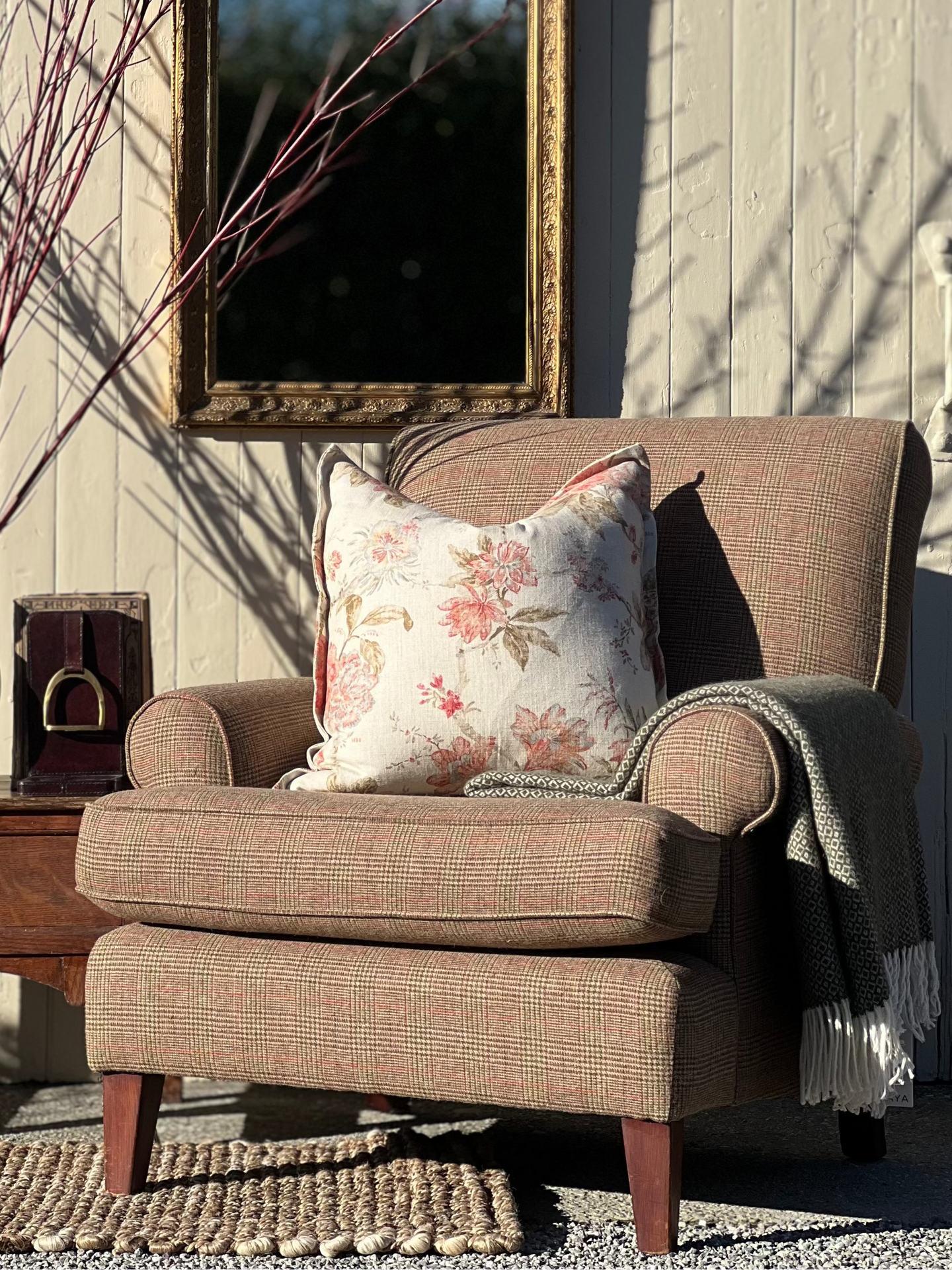 Tweed Mulberry Wood Armchair